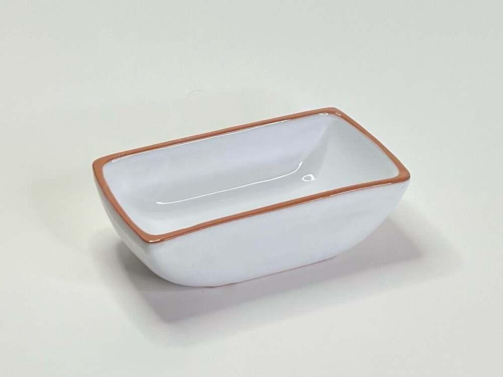 Crate & Barrel Calisto Terracotta White Rectangular Serving Dish Bowl Portugal - Picture 1 of 2